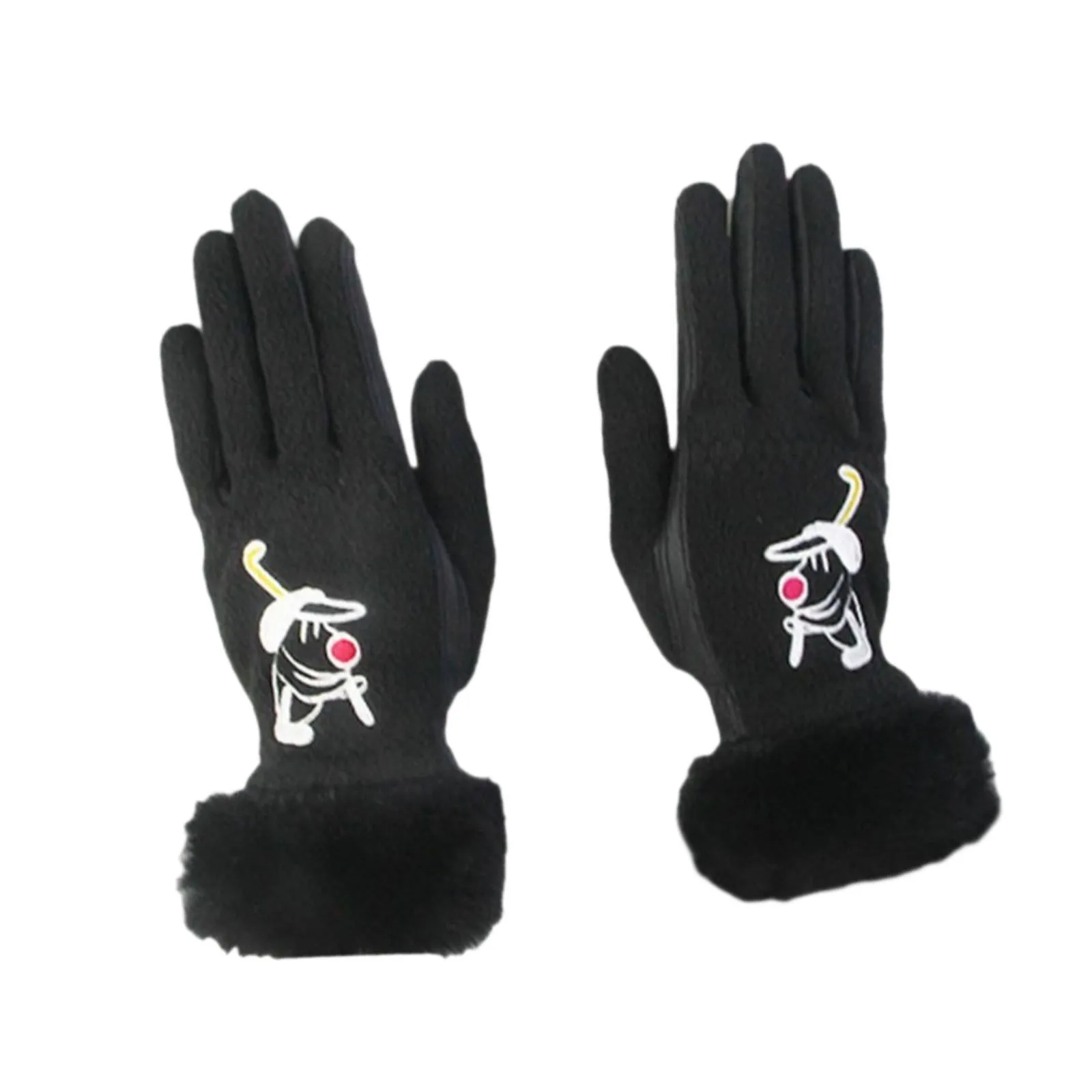 1 Pair of Golf Gloves Winter Training Gloves Mitts for Fishing Biking Hiking Black 18