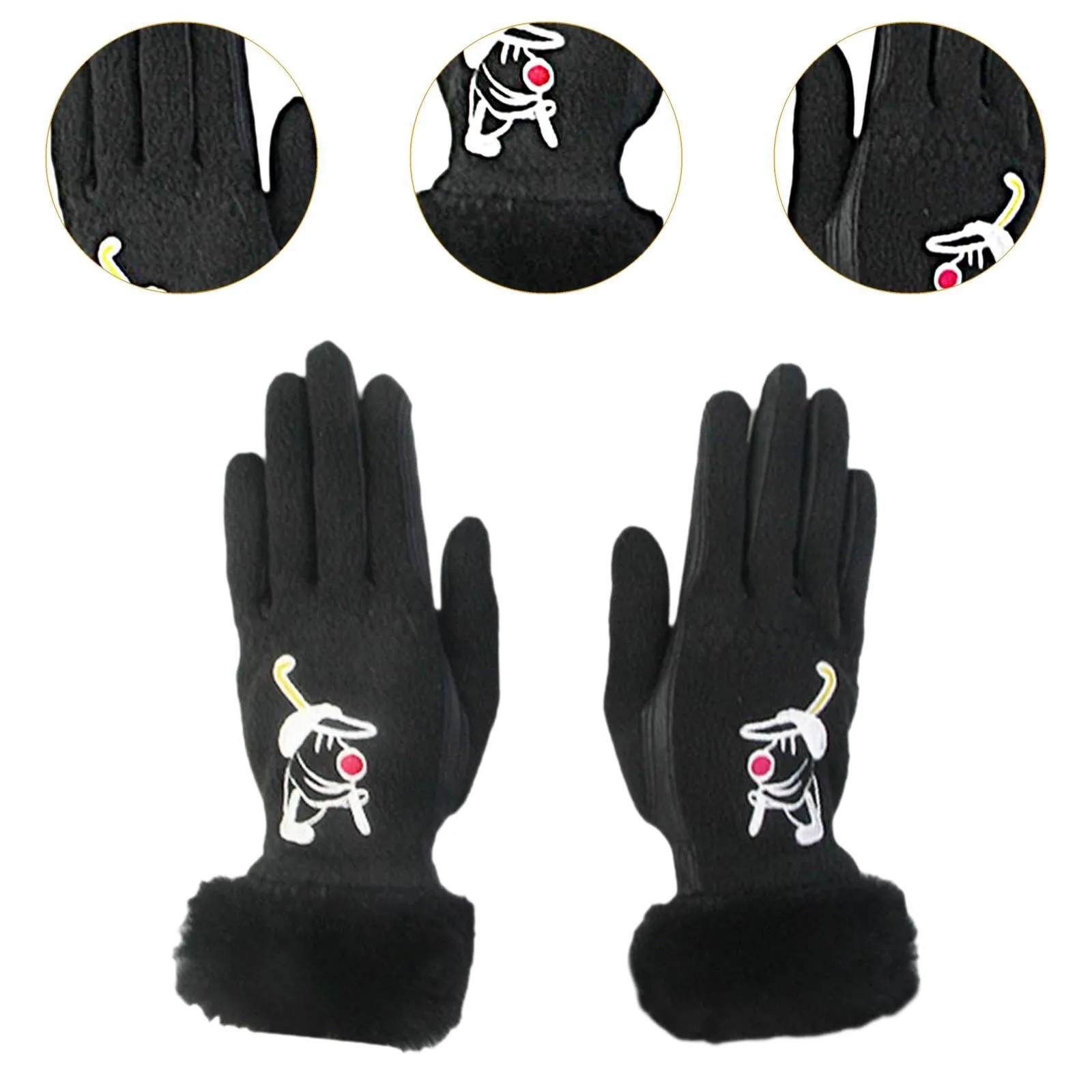 1 Pair of Golf Gloves Winter Training Gloves Mitts for Fishing Biking Hiking Black 18