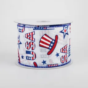 2.5" USA Outline Flag & Hat Ribbon (10 Yards)