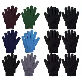 6-Pack: Men's Basic Knit Solid Color Warm Magic Gloves