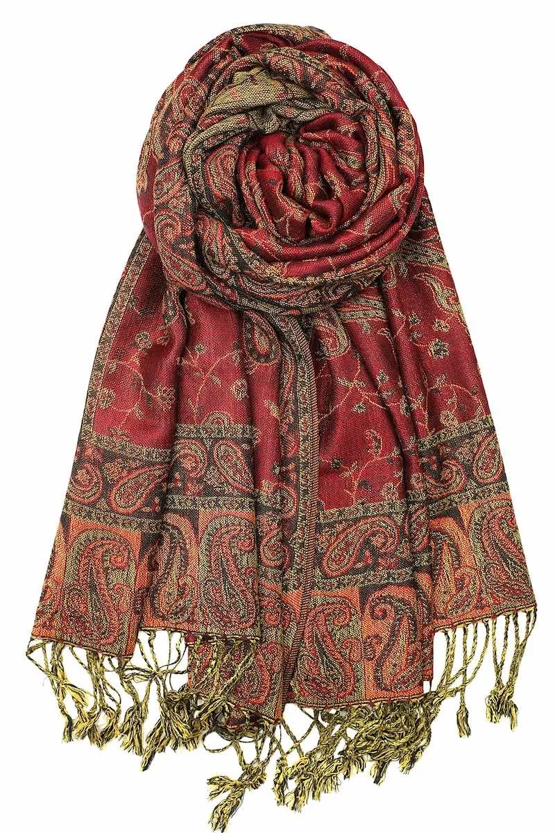 Achillea Soft Silky Reversible Paisley Pashmina Shawl Wrap Scarf