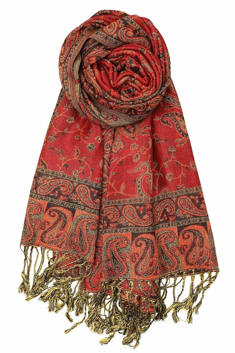 Achillea Soft Silky Reversible Paisley Pashmina Shawl Wrap Scarf