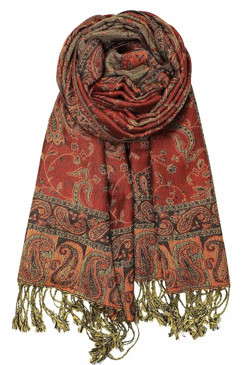 Achillea Soft Silky Reversible Paisley Pashmina Shawl Wrap Scarf