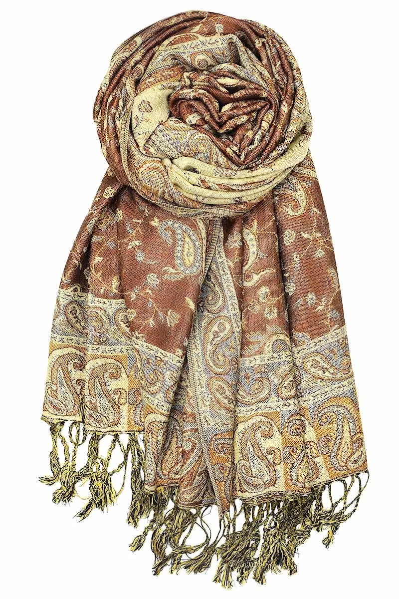 Achillea Soft Silky Reversible Paisley Pashmina Shawl Wrap Scarf