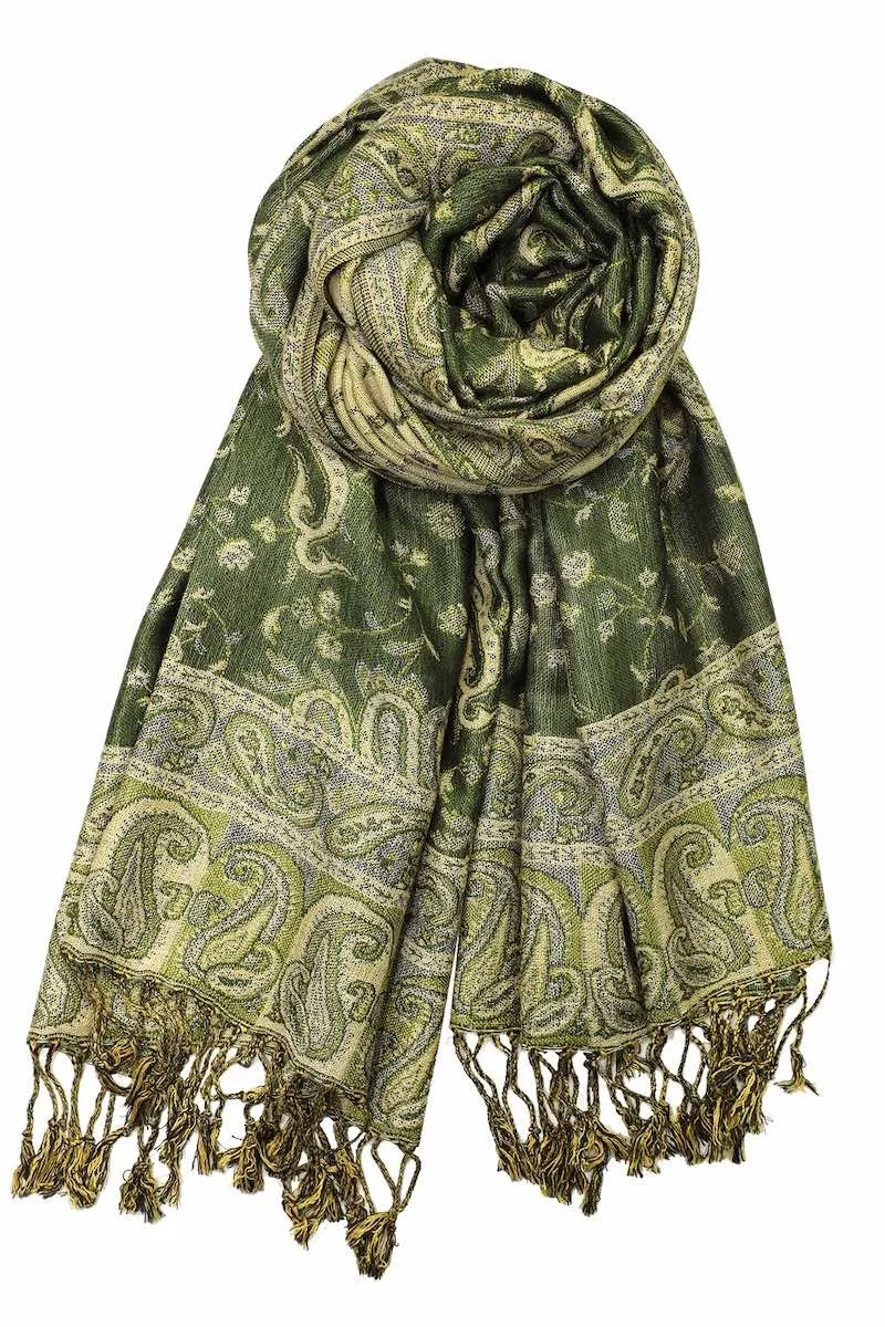 Achillea Soft Silky Reversible Paisley Pashmina Shawl Wrap Scarf