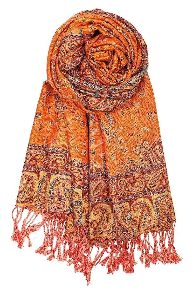 Achillea Soft Silky Reversible Paisley Pashmina Shawl Wrap Scarf