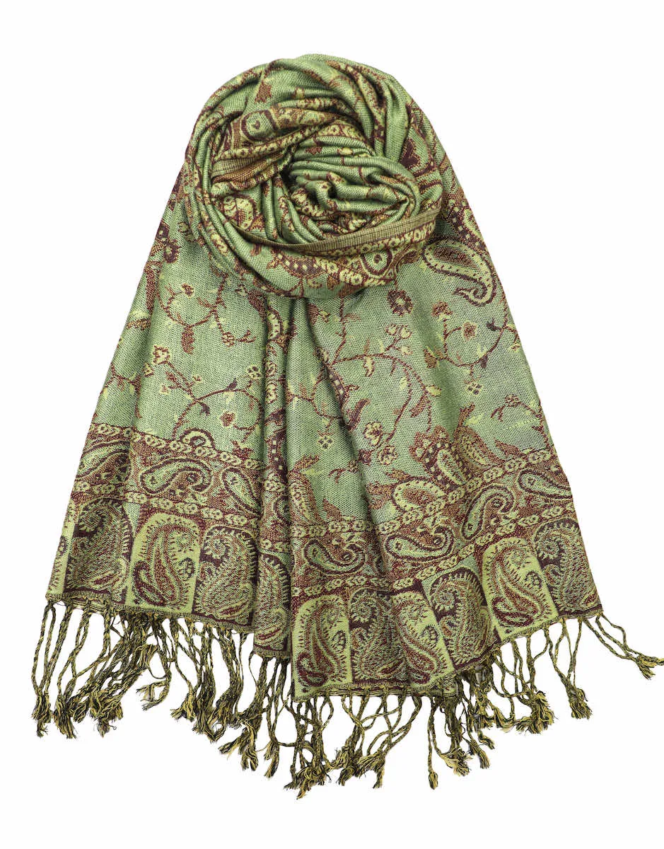 Achillea Soft Silky Reversible Paisley Pashmina Shawl Wrap Scarf