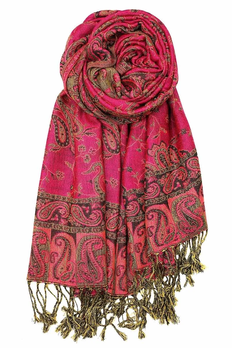 Achillea Soft Silky Reversible Paisley Pashmina Shawl Wrap Scarf