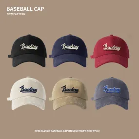 Baseball cap men's letter embroidery soft top face small sun hat spring and summer sports sun protection peaked cap