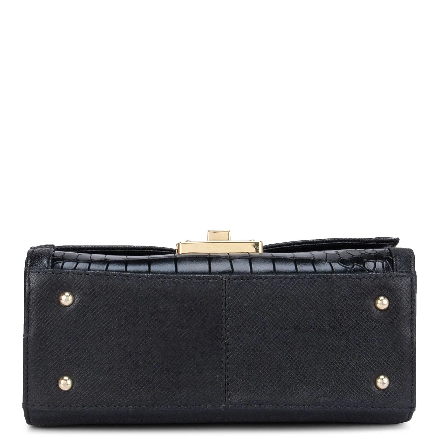 Black Franzy & Croco Effect Satchel Bag