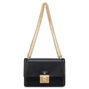 Black Franzy & Croco Effect Satchel Bag