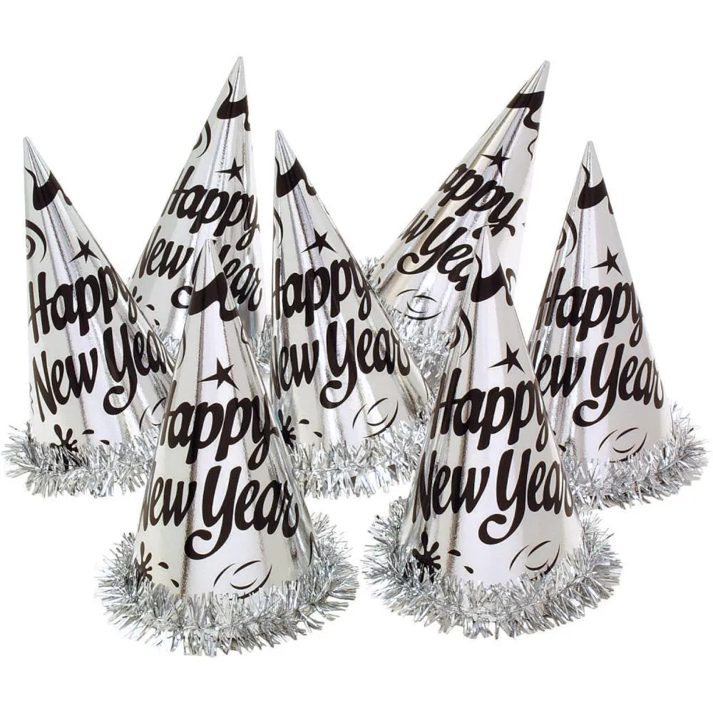 Bulk Silver Foil Party Hats (Case of 12)