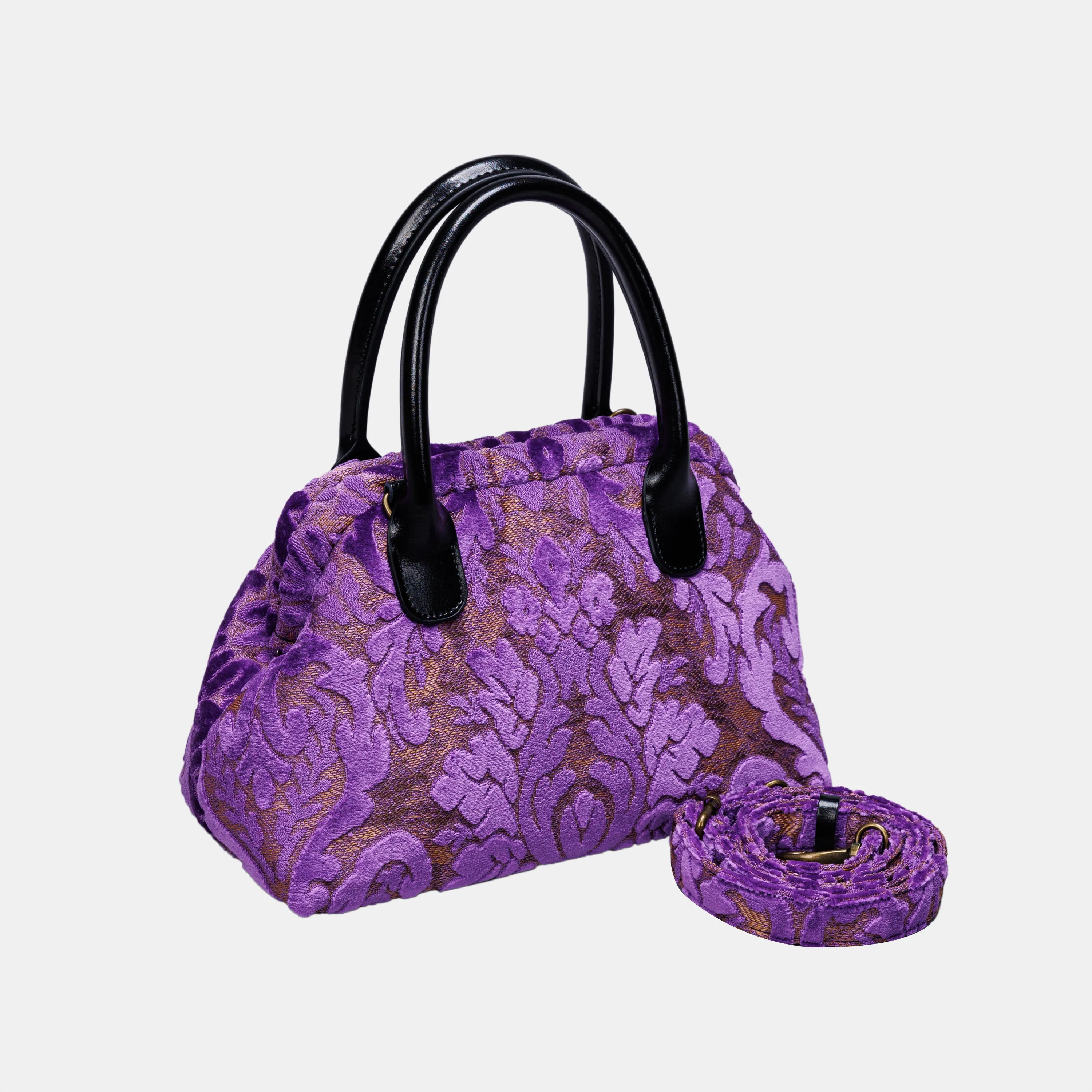 Burnout Velvet Purple Carpet Satchel