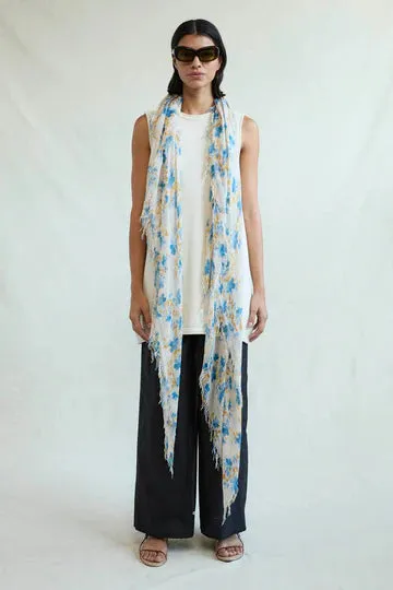 Chan Luu- Cashmere and Silk Scarf- Lagoon Floral