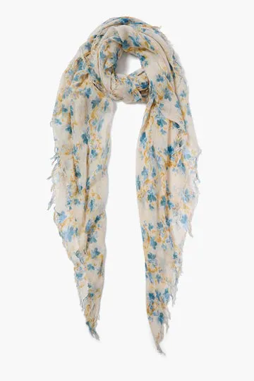 Chan Luu- Cashmere and Silk Scarf- Lagoon Floral