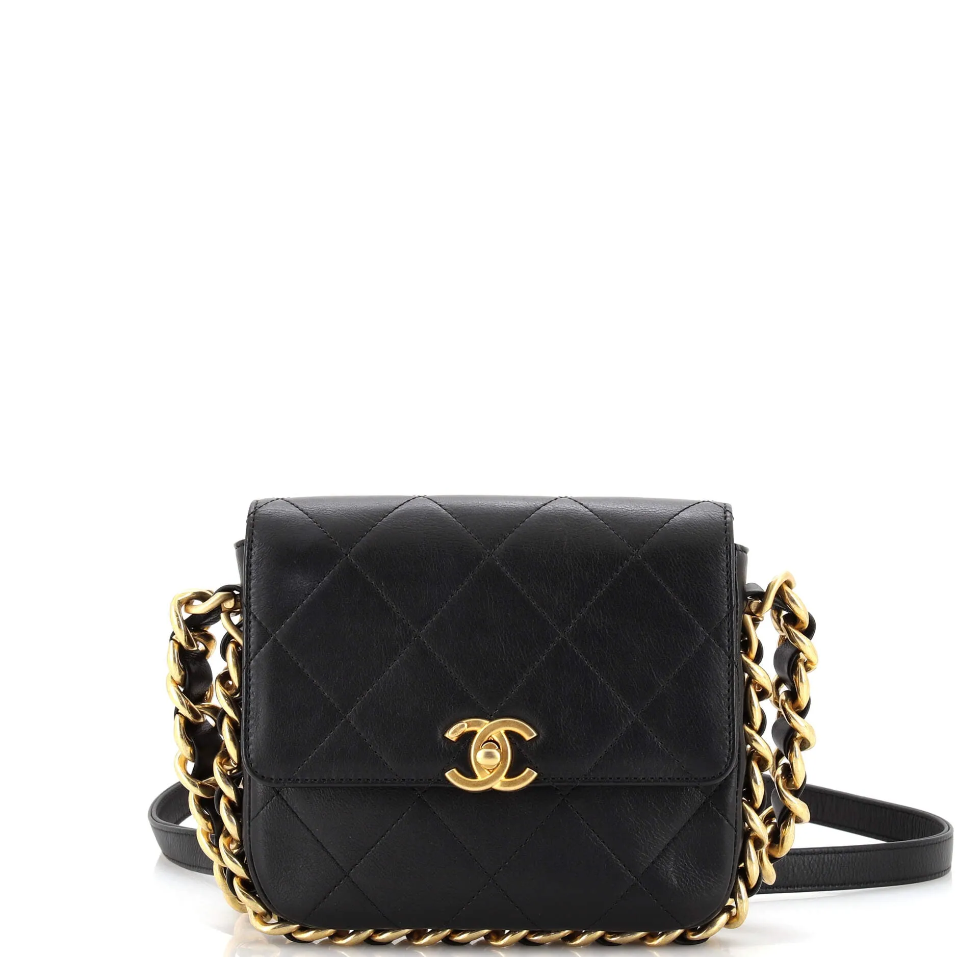 CHANEL Framing Chain Flap Bag Quilted Calfskin Small