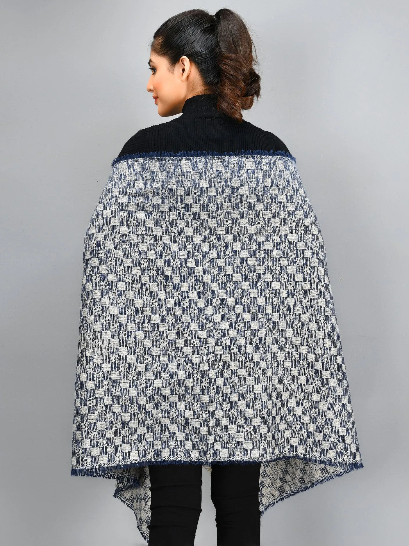 Checkered Shawl - Blue