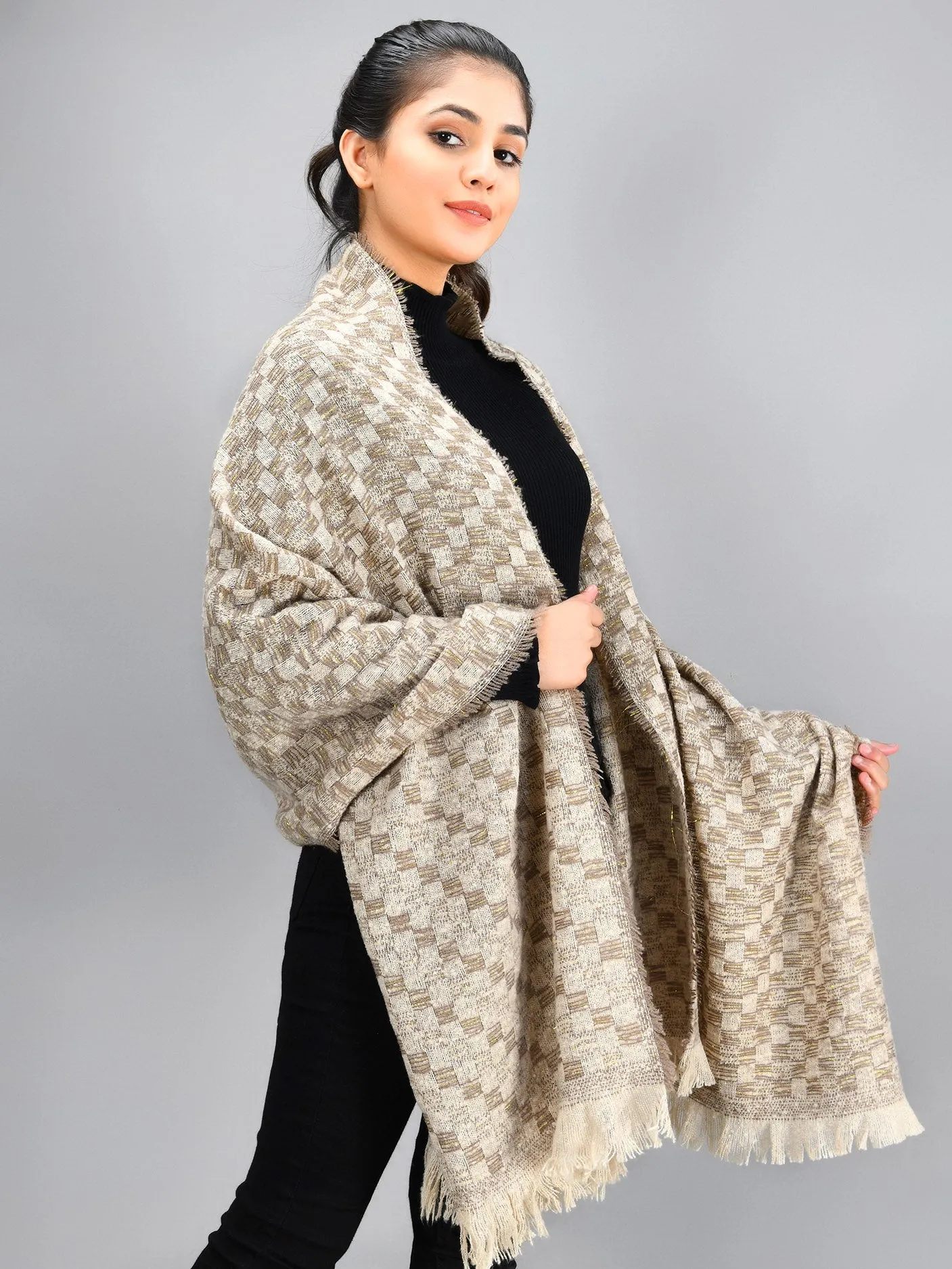 Checkered Shawl - Brown