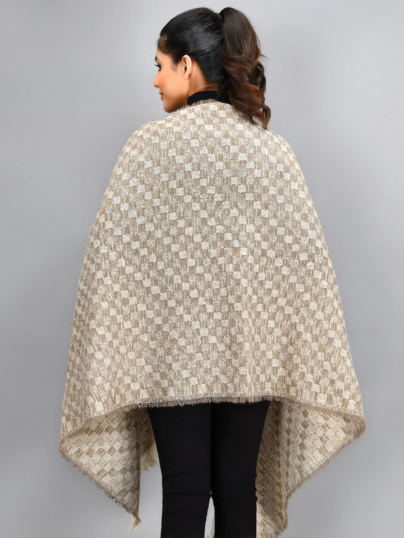 Checkered Shawl - Brown