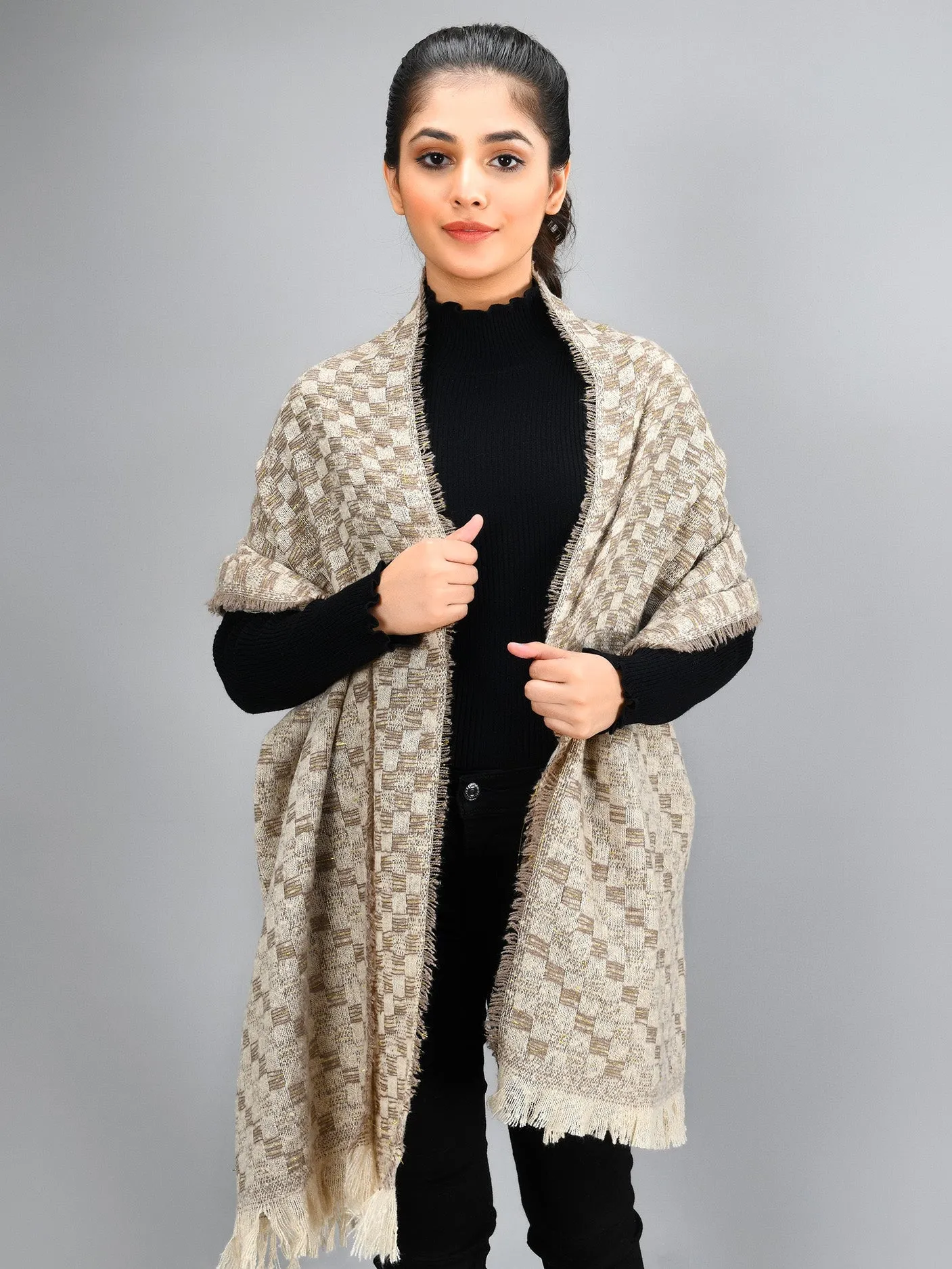 Checkered Shawl - Brown