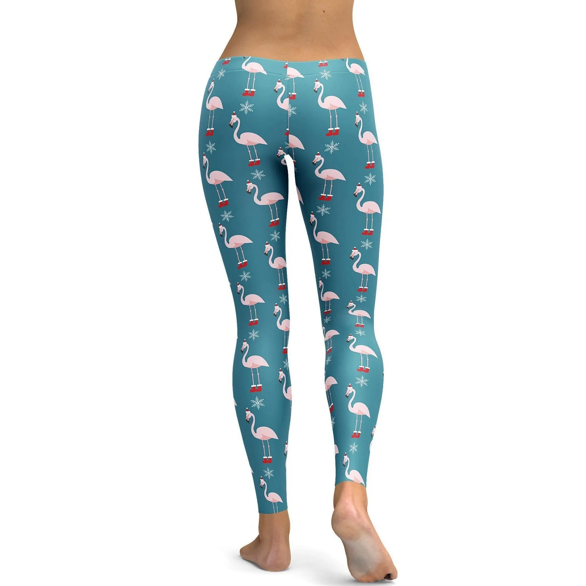 Christmas Flamingo Patterned Leggings