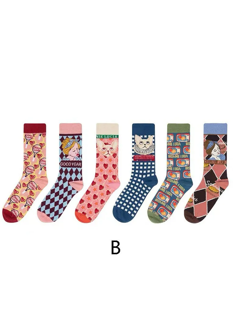 Classy Cute cartoon Print Cotton Crew Socks