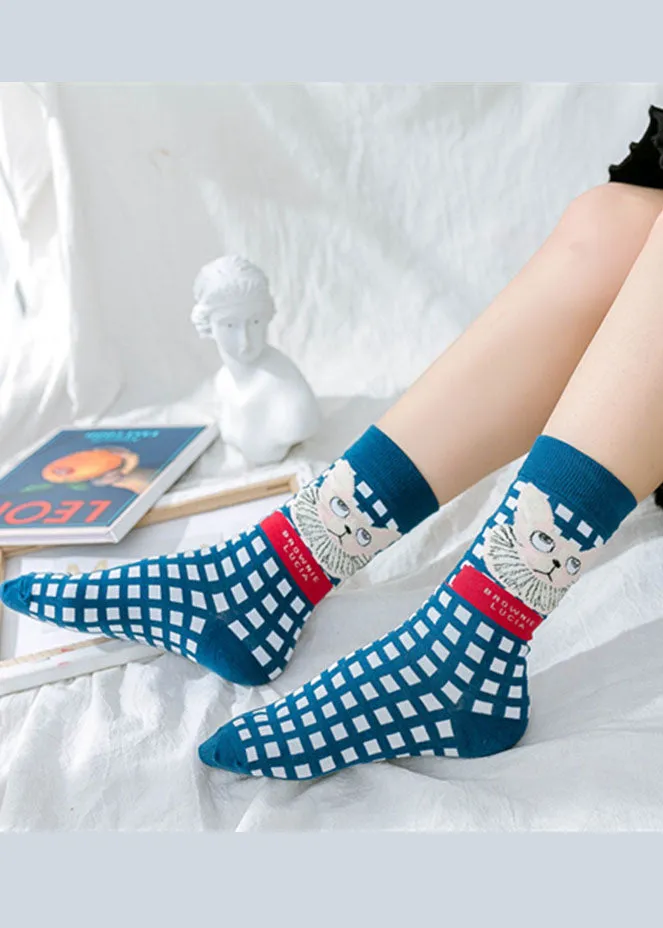 Classy Cute cartoon Print Cotton Crew Socks