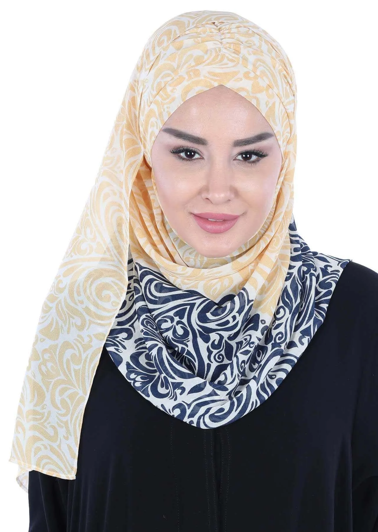 Elegant Patterned Instant Chiffon Shawl Hijab for Women, Lightweight Breathable Women Headscarf,CPS-502D