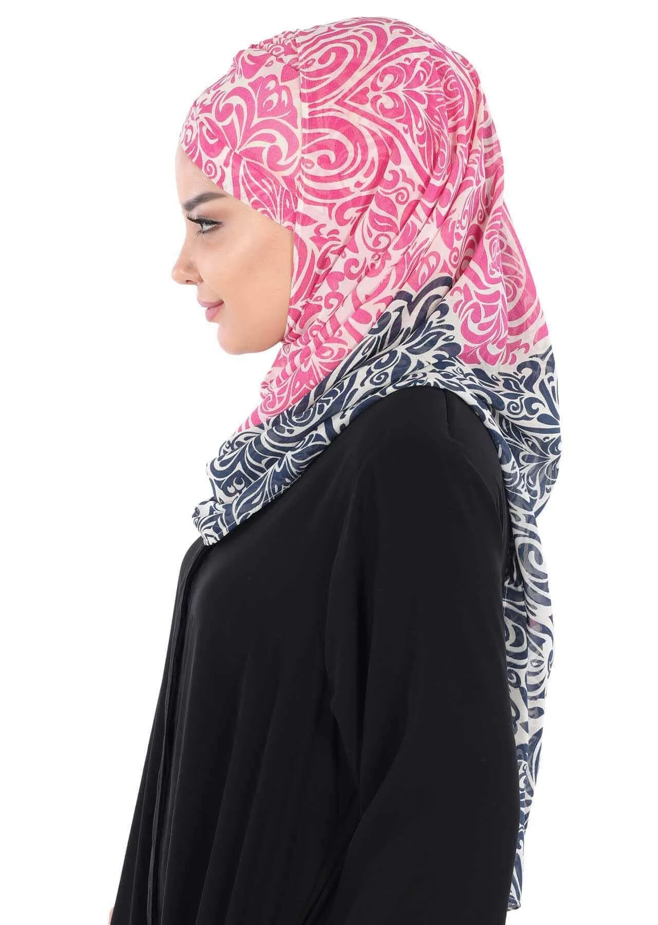 Elegant Patterned Instant Chiffon Shawl Hijab for Women, Lightweight Breathable Women Headscarf,CPS-502D