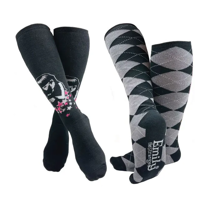 Emily the Strange Girl's Elegant Fashion Knee High Socks - 2 Pair (Adult Size)