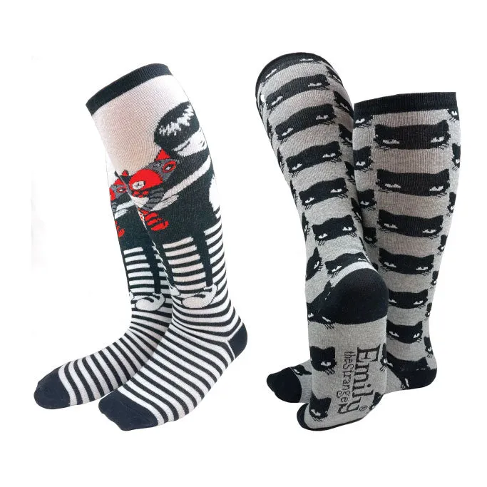 Emily the Strange Girl's Elegant Fashion Knee High Socks - 2 Pair (Adult Size)