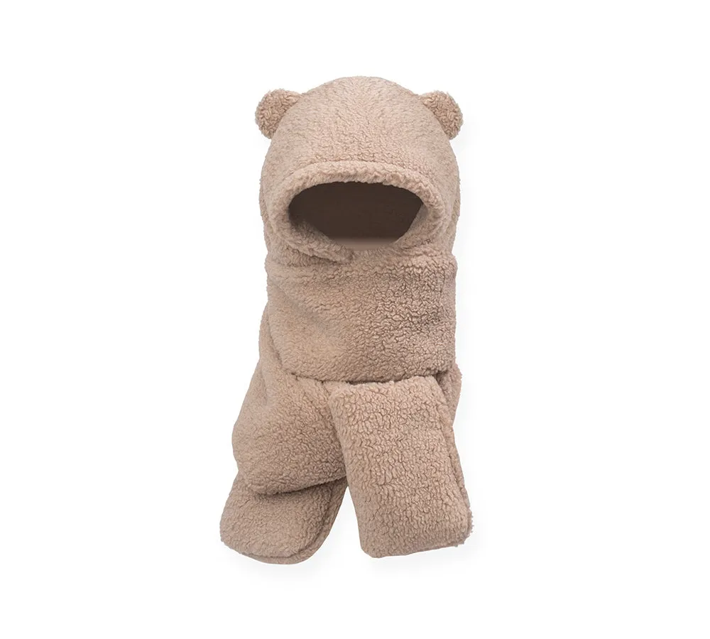 EVERAU® Hat Scarf and Gloves 3 In 1 Cute Bear Plush Hat