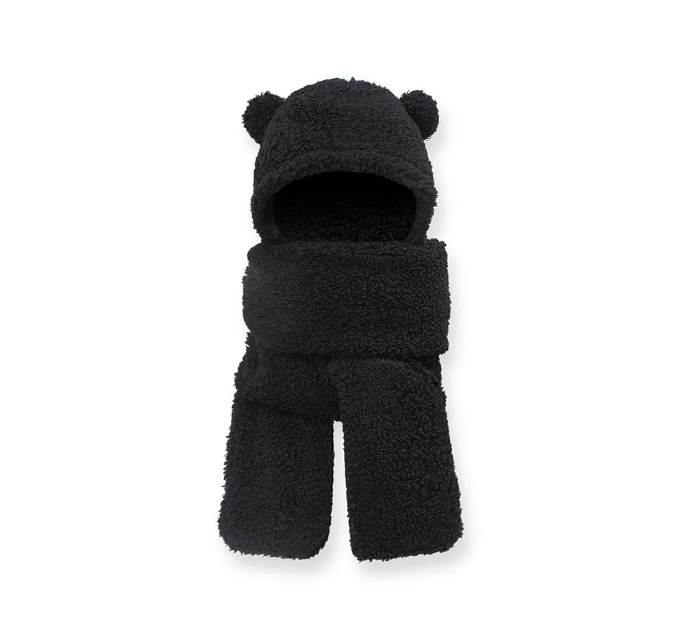 EVERAU® Hat Scarf and Gloves 3 In 1 Cute Bear Plush Hat