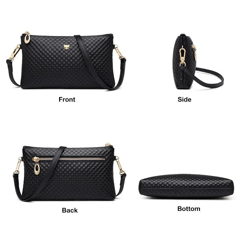 Foxer Lady Black Messenger Bag Stylish Long Shoulder Strap Bag Genuine Leather Women Simple Classic Style Crossbody Bags