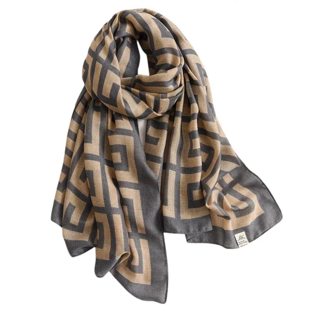 Geometric patterned lightweight Scarf, Wrap, Shawl great for Autumn/Winter