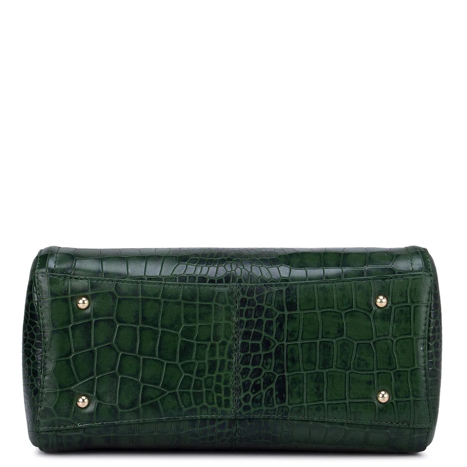 Green Croco Effect Satchel Bag