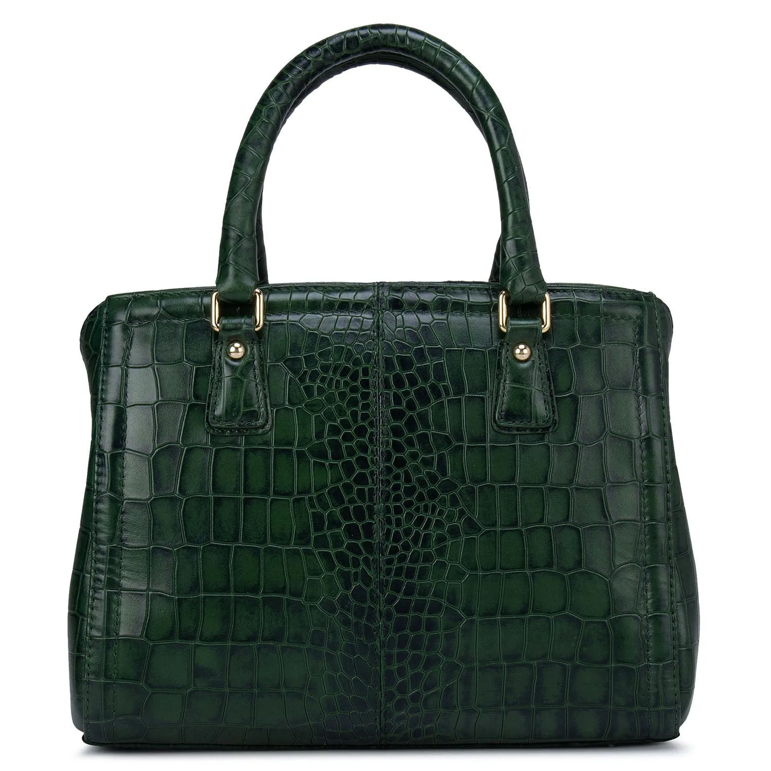 Green Croco Effect Satchel Bag