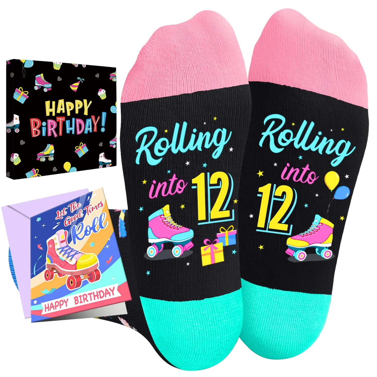 HAPPYPOP 12 Year Old Birthday Gifts Socks Ideas - Twelve Year Old Gifts in Birthday Gift Box, Presents for 12 Year Old with Greeting Card, Gifts for Tween Girls Age 12