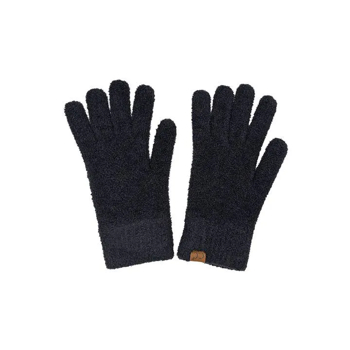 Hat | Plush Tween Terry Chenille Gloves - Black | Hana