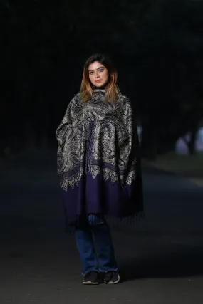 INDIGO BLUE COLOUR KASHMIRI STOLE WITH CLASSY SWAROVSKI WORK DEFINES FEMINISM AND ENHANCES SOPHISTICATION