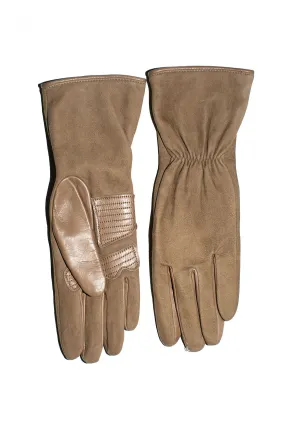 Khaki Cashmere Lined Moto Gloves