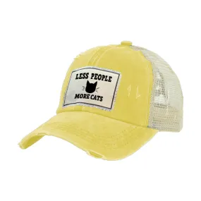 Less People More Cats Vintage Distressed Trucker Adult Hat