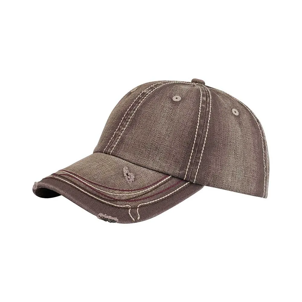 Low Profile Unstructured Heavy Washed Herringbone Cap