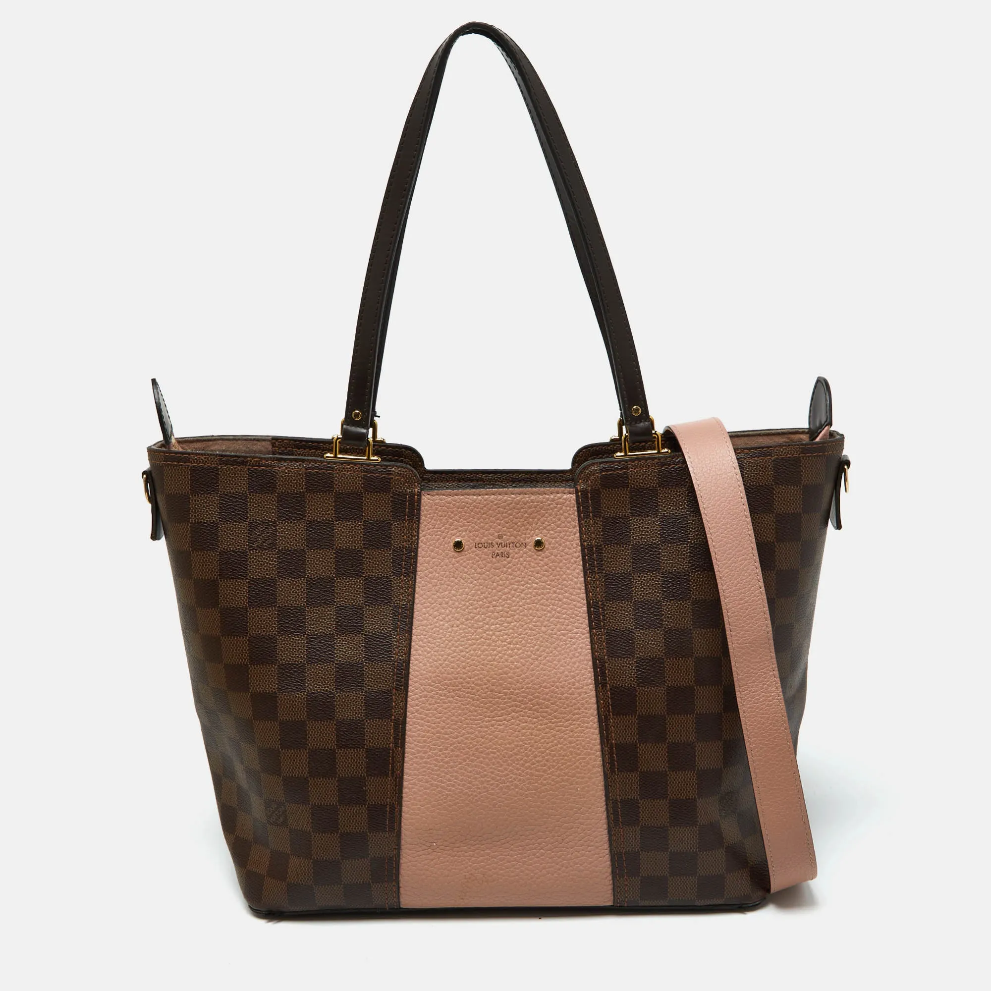 Magnolia Damier Ebene Canvas and Taurillon Leather Jersey Bag