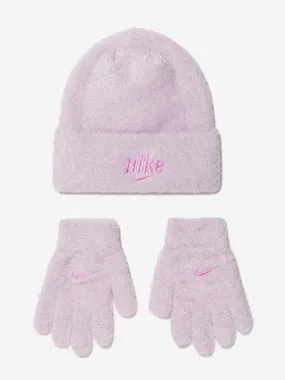 Nike Girls Beanie Hat And Gloves Set in Pink