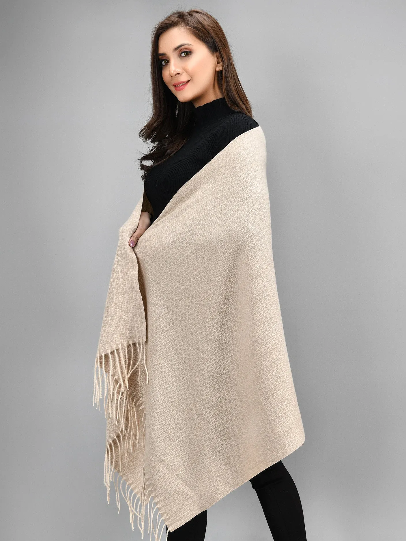 Patterened Shawl-Beige