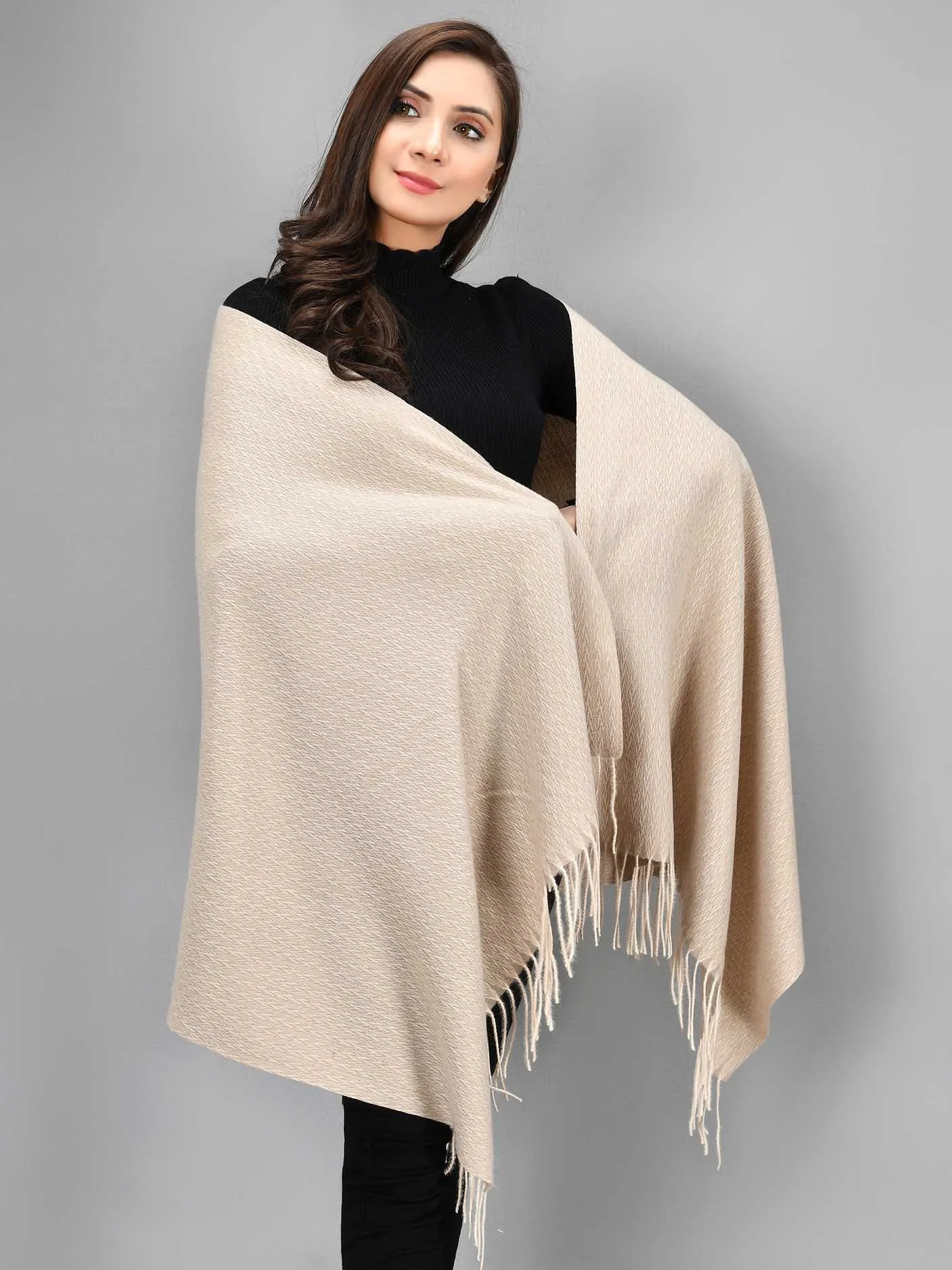 Patterened Shawl-Beige