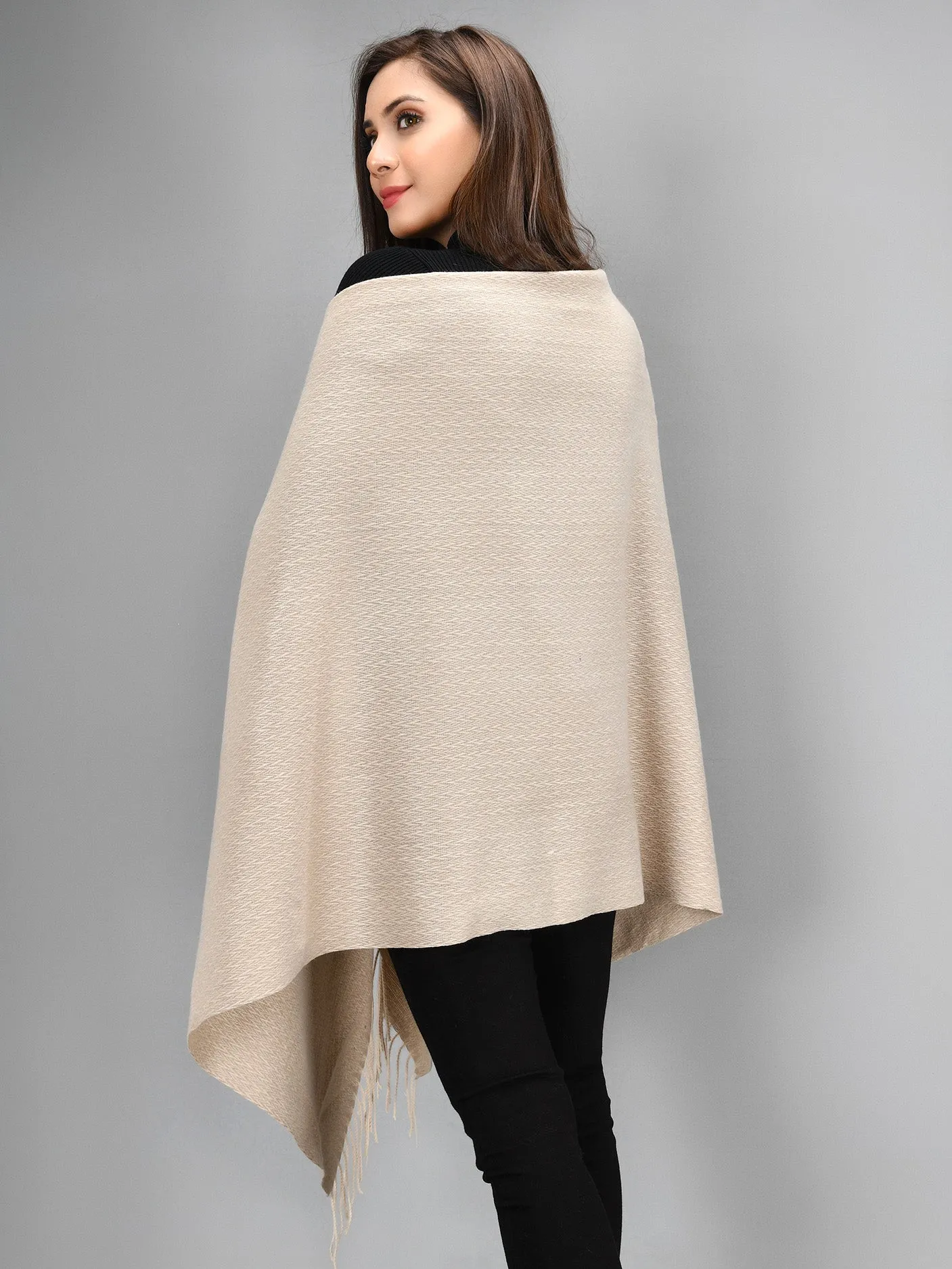 Patterened Shawl-Beige