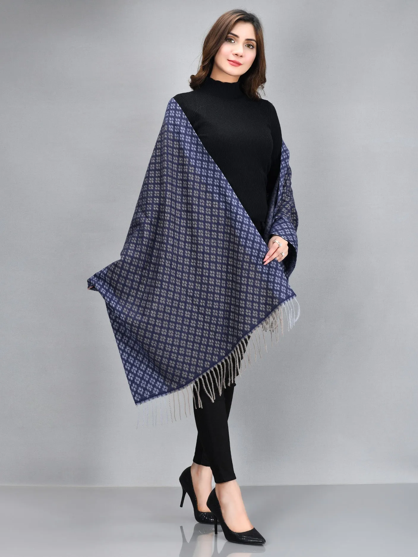 Patterened Shawl-Blue