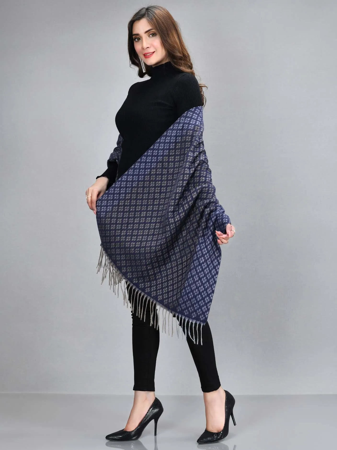 Patterened Shawl-Blue